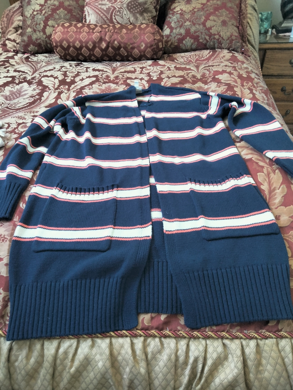 St. John's Bay Navy Striped Open-Front Cardigan